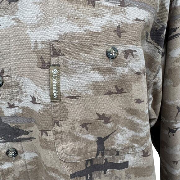 Columbia River Lodge Men L Goose Hunter Camo Denim Long Sleeve Button-Down Shirt - Picture 2 of 8